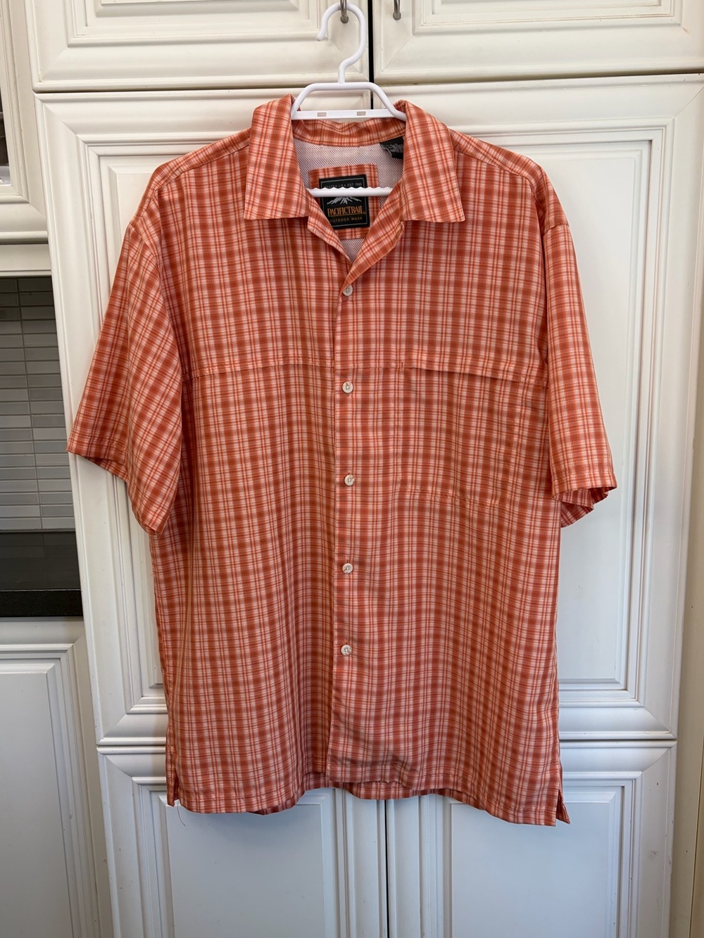 Pacific Trial Outdoor Wear Orange Plaid Short-Sleeve Button-Down Shirt